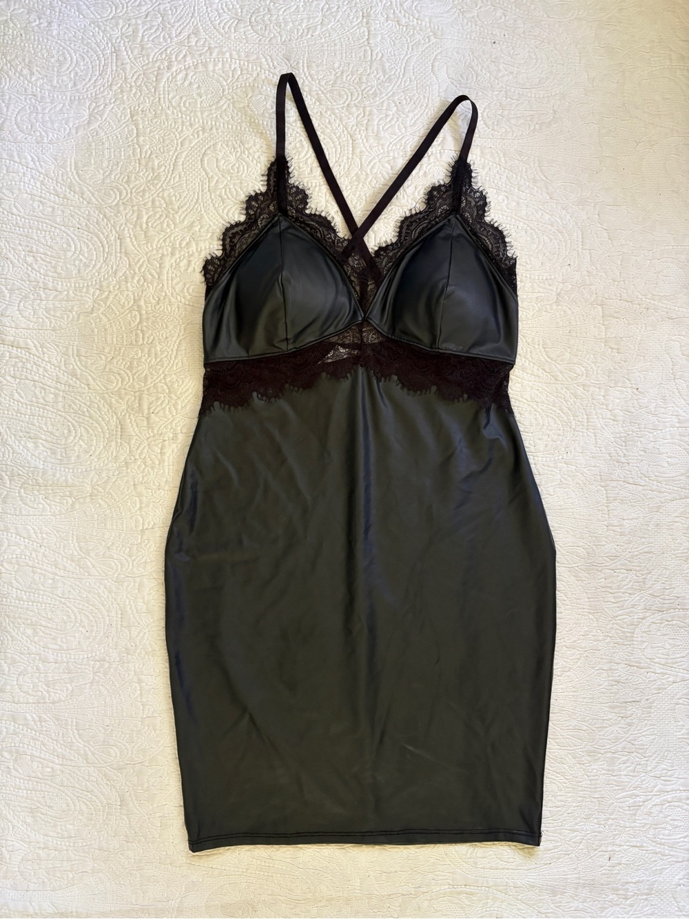 Black Lace-Trim Slip Dress - Women’s Intimates by Bozzolo - size medium